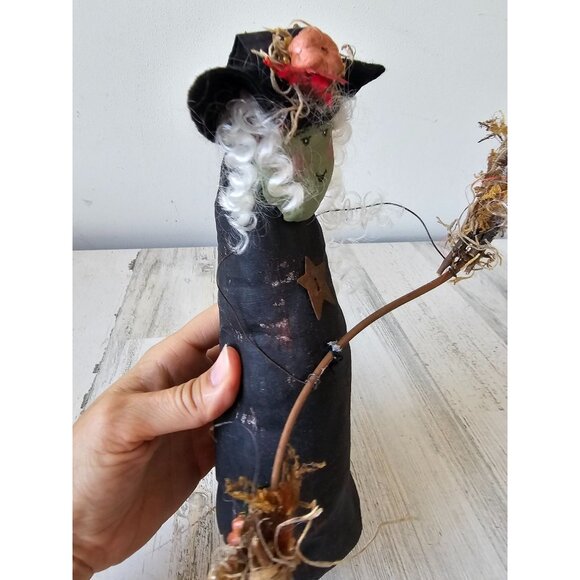 Shabby chic witch broom figurine statue decor plush - Picture 5 of 8